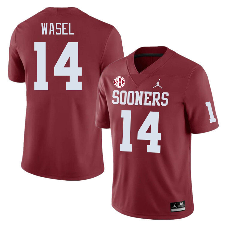 #14 Steele Wasel Oklahoma Sooners 2024 SEC Conference College Football Jerseys-Crimson